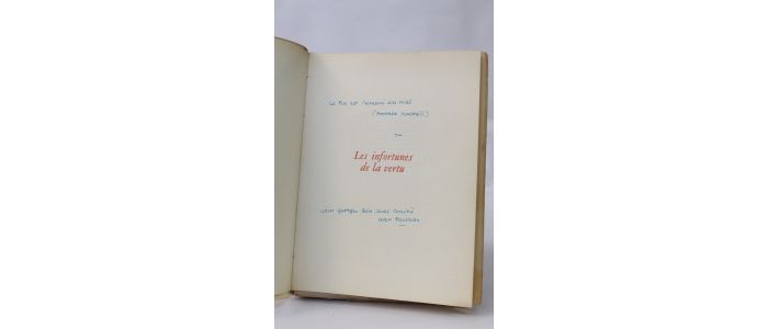 SADE : Les infortunes de la vertu - Signed book, First edition - Edition-Originale.com