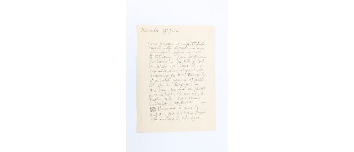 SEGALEN : Lettre autographe signée adressée à Emile Mignard : 