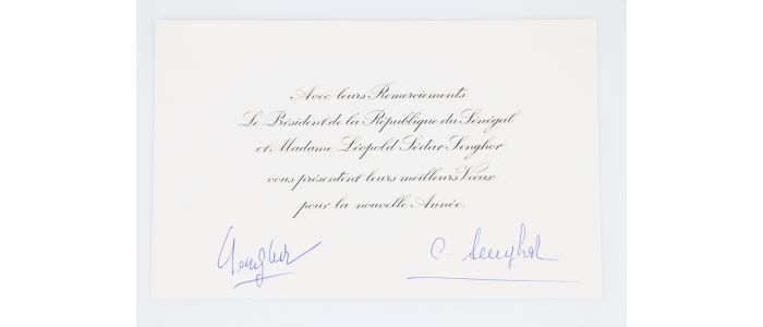 SENGHOR : Carte de Voeux du Président du Sénégal Léopold Sédar Senghor qu'il a signée avec sa femme - Signed book, First edition - Edition-Originale.com