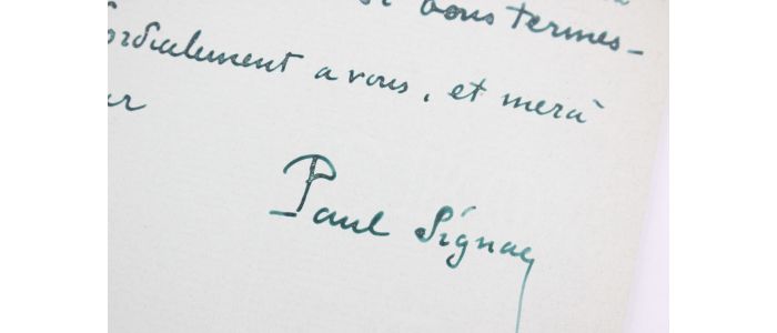 SIGNAC : Bristol autographe signé remerciant son correspondant pour la critique bienveillante de son dernier tableau - Autographe, Edition Originale - Edition-Originale.com