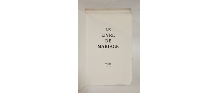 SIMA : Le livre de mariage - Erste Ausgabe - Edition-Originale.com
