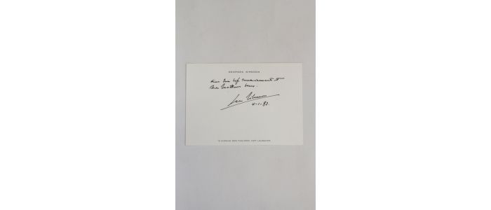 SIMENON : Carte autographe signée de Georges Simenon - Libro autografato, Prima edizione - Edition-Originale.com