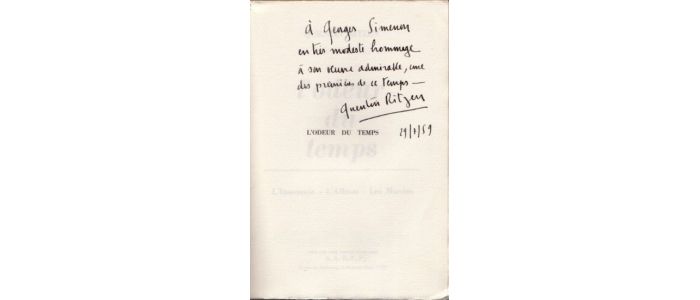 SIMENON : L'odeur du temps - Signed book, First edition - Edition-Originale.com
