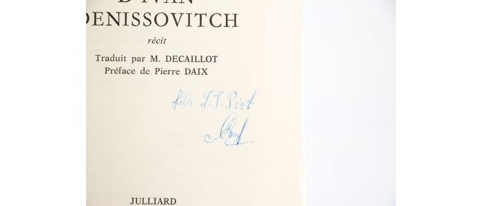 SOLJENITSYNE : Une journée d'Ivan Denissovitch - Signed book - Edition-Originale.com
