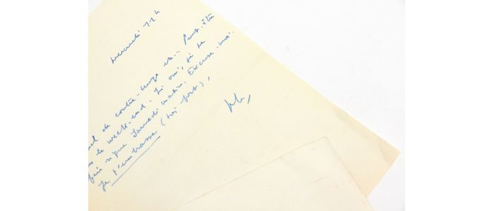 SOLLERS : Billet autographe signé adressé à Jani Brun - Signed book, First edition - Edition-Originale.com