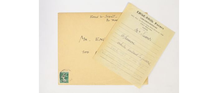 SUARES : Lettre autographe d'André Suarès à ses éditeurs - Signed book, First edition - Edition-Originale.com