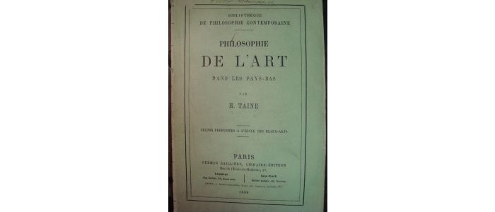 TAINE : Philosophie de l'art dans les Pays-Bas - Edition Originale - Edition-Originale.com
