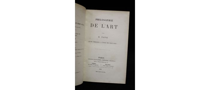 TAINE : Philosophie de l'art - Prima edizione - Edition-Originale.com