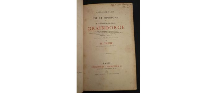 TAINE : Vie et opinions de M. Frédéric-Thomas Graindorge - Signed book, First edition - Edition-Originale.com