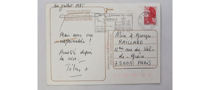 TITUS-CARMEL : Carte postale autographe signée adressée à Georges Raillard - Signed book, First edition - Edition-Originale.com