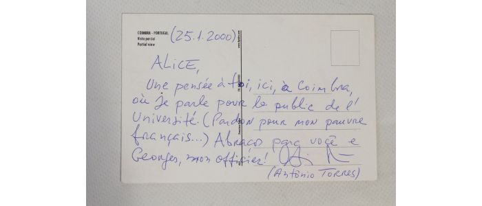 TORRES : Carte postale autographe signée adressée à sa traductrice en français Alice Raillard - Autographe, Edition Originale - Edition-Originale.com