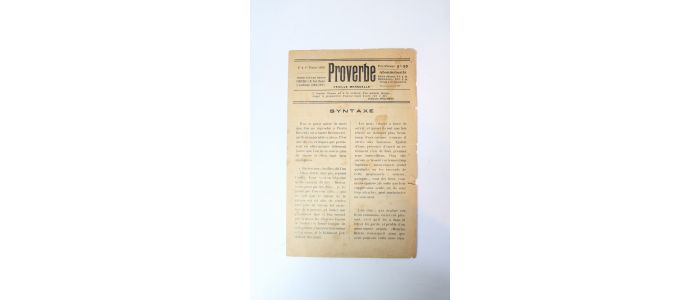 TZARA : Proverbe - Feuille mensuelle. N°1 - First edition - Edition-Originale.com