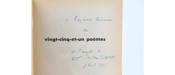 TZARA : Vingt-cinq-et-un poèmes - Autographe, Edition Originale - Edition-Originale.com