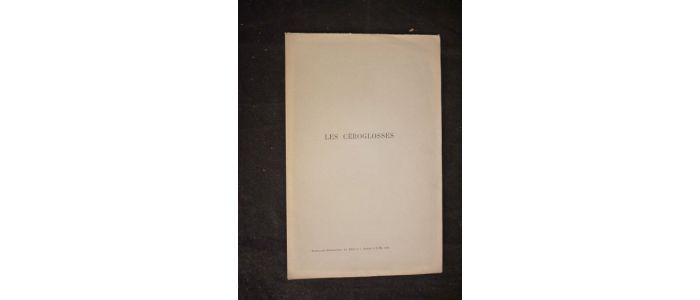 VACHER DE LAPOUGE : Les céroglosses - Erste Ausgabe - Edition-Originale.com