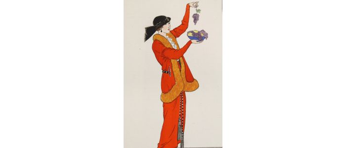 Costumes parisiens. Tailleur de duvetyn rouge bordé de renard rouge (pl.120, Journal des Dames et des Modes, 1913 n°53) - Edition Originale - Edition-Originale.com