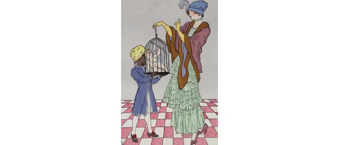 L'Amour en cage. Robe d'après-midi (pl.54, La Gazette du Bon ton, 1914 n°6) - Erste Ausgabe - Edition-Originale.com