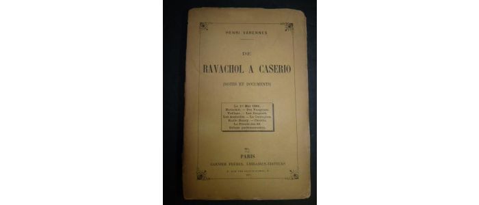 VARENNES : De Ravachol à Casério (notes et documents) - Prima edizione - Edition-Originale.com