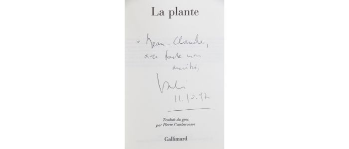 VASSILIKOS : La plante - Libro autografato - Edition-Originale.com