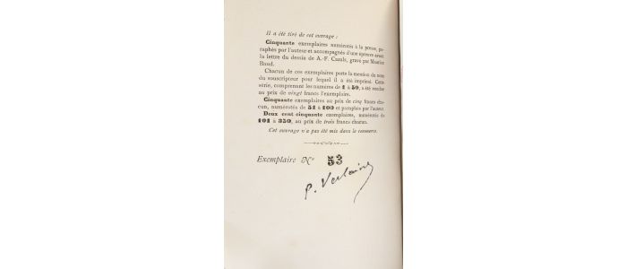 VERLAINE : Dédicaces - Autographe, Edition Originale - Edition-Originale.com