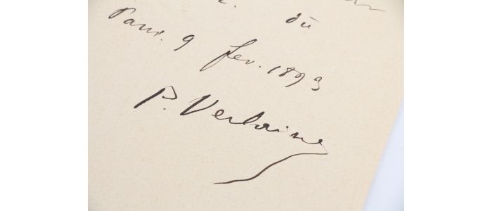 VERLAINE : Reçu autographe daté et signé confirmant un paiement de Léon Vanier son éditeur - Autographe, Edition Originale - Edition-Originale.com