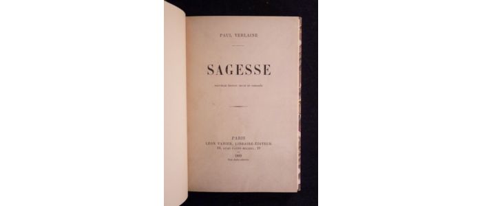 VERLAINE : Sagesse - Edition-Originale.com