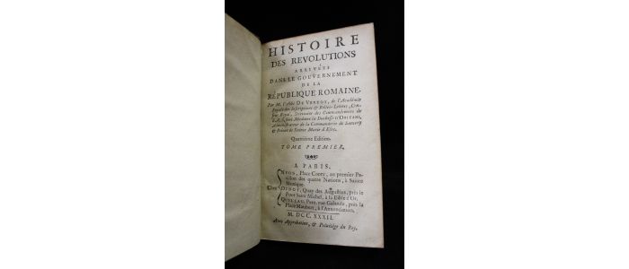 VERTOT : Histoire des révolutions arrivées dans le gouvernement de la République romaine par M. l'abbé de Vertot - Edition-Originale.com
