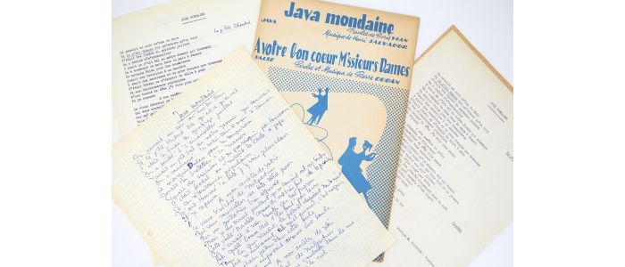 VIAN : Ensemble complet du manuscrit et du tapuscrit de la chanson de Boris Vian intitulée 