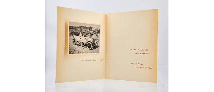 VIAN : Faire-part de mariage de Boris Vian et Ursula Kübler [joint] enveloppe autographe - Autographe, Edition Originale - Edition-Originale.com