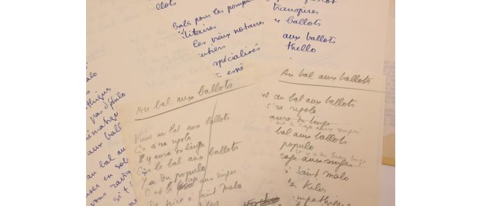 VIAN : Manuscrit autographe complet de toutes les versions de la chanson de Boris Vian intitulée 