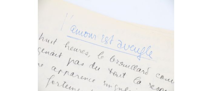 VIAN : Ronéotype avec titre autographe du manuscrit complet de la nouvelle : L'amour est aveugle. - Signed book, First edition - Edition-Originale.com