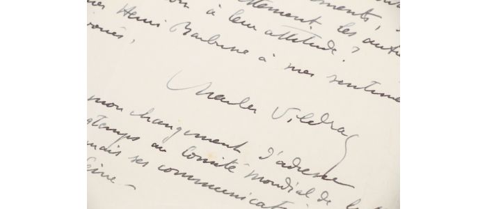 VILDRAC : Lettre autographe datée et signée à propos de la constitution d'une Ligue Internationale des écrivains contre le fascisme - Libro autografato, Prima edizione - Edition-Originale.com