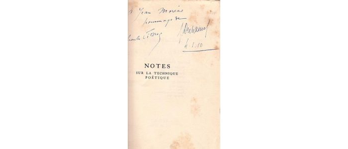VILDRAC : Notes sur la technique poétique - Autographe, Edition Originale - Edition-Originale.com