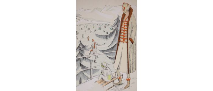 VIONNET : La Patinoire. Costume et manteau, pour les sports d'hiver, de Madeleine Vionnet (pl.38, La Gazette du Bon ton, 1924-1925 n°5) - First edition - Edition-Originale.com