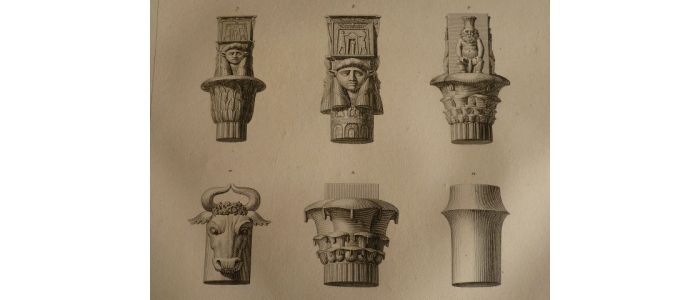 Voyage dans la Basse et Haute Egypte : Divers Chapiteaux de colonnes égyptiennes. (Planche 60).<br /> - Erste Ausgabe - Edition-Originale.com