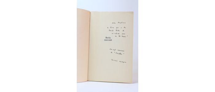 WEYERGANS : Berlin mercredi - Signed book, First edition - Edition-Originale.com