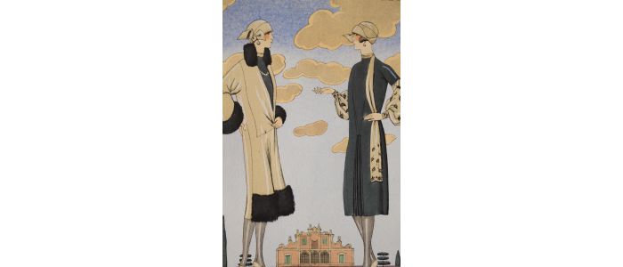 WORTH : Rendez-vous Villa Gori. Robe et manteau de Worth (pl.66, La Gazette du Bon ton, 1924-1925 n°9) - First edition - Edition-Originale.com