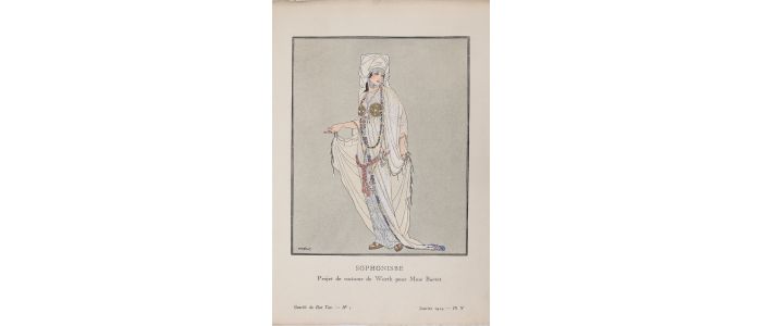 WORTH : Sophonisbe. Projet de costume de Worth pour Mme Bartet (pl.5, La Gazette du Bon ton, 1914 n°1) - First edition - Edition-Originale.com