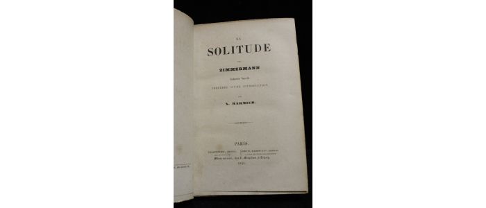 ZIMMERMANN : La solitude - Edition-Originale.com
