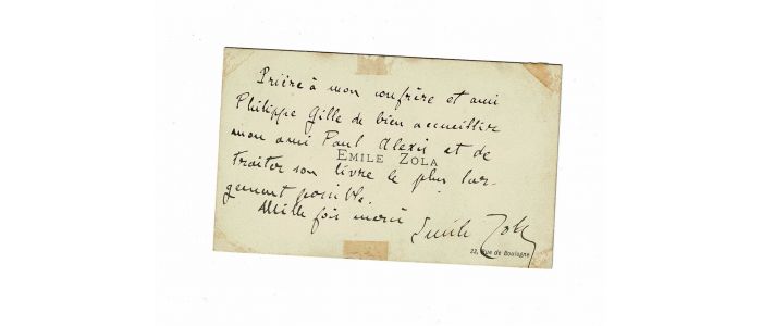 ZOLA : Carte de visite autographe signée adressée à Philippe Gille - Libro autografato, Prima edizione - Edition-Originale.com