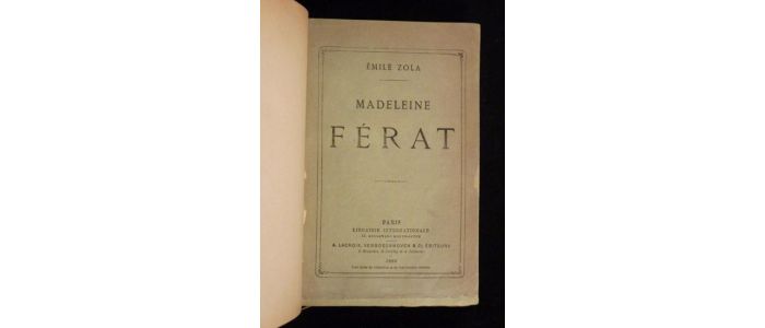 ZOLA : Madeleine Férat - Prima edizione - Edition-Originale.com