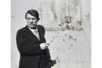 Focus on an original photograph of Pablo Picasso at the Casa di Marco Lucrezio, Pompeii spring 1917