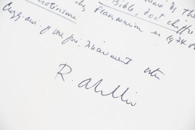 ABELLIO : Lettre autographe datée et signée adressée à Robert Huet à propos de son ouvrage La Bible, document chiffré et sa réédition prévue : 