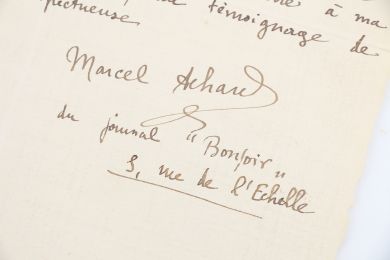 ACHARD : Lettre autographe signée probablement adressée à Sacha Guitry à propos de la grande tragédienne Sarah Bernhardt: 