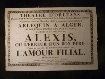 Théâtre d'Orléans. Arlequin à Alger, suivi de Alexis ou l'erreur d'un bon père, et de L'Amour filial - Erste Ausgabe - Edition-Originale.com