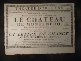 Théâtre d'Orléans. Le Château de Montenero, suivi de La Lettre de change, ou les huissiers en défaut - Erste Ausgabe - Edition-Originale.com