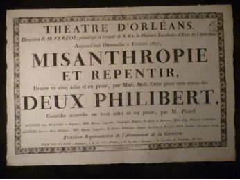Théâtre d'Orléans. Misanthropie et repentir, suivi des Deux Philibert - Prima edizione - Edition-Originale.com