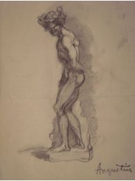 Faune 2 : projet de statue - Crayon sur papier - Signed book, First edition - Edition-Originale.com
