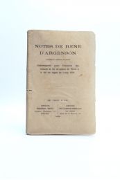 ARGENSON d' : Notes de René d'Argenson lieutenant général de police intéressantes pour l'histoire des moeurs et de la police de Paris à la fin du règne de Louis XV - Edition-Originale.com