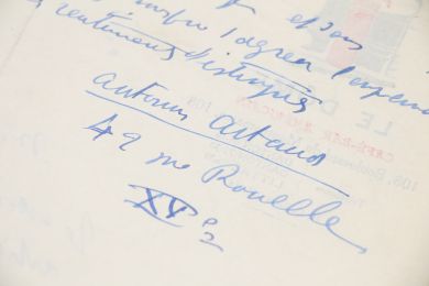 ARTAUD : Lettre autographe datée et signée sur la première exposition de Balthus à Paris : 