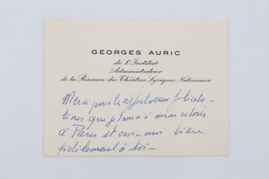 AURIC : Carte de visite dédicacée de Georges Auric à Carlo Rim - Signed book, First edition - Edition-Originale.com